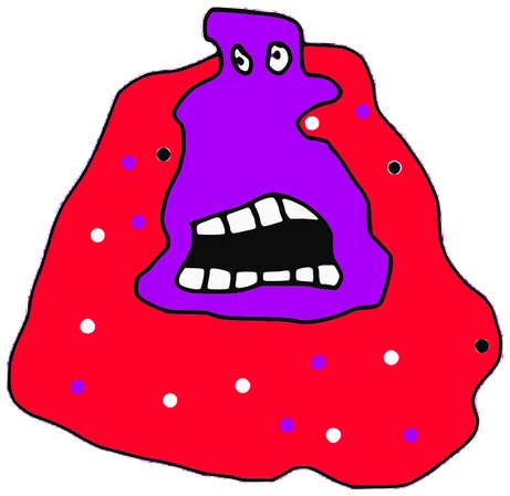 Buzz Man, Tata #0954: a purple Amoeba Tata, hand-drawn by Marcelo and Noel Morera (Tata 1000 Faces)
