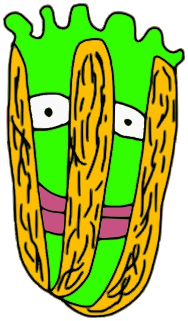 Lettuce Maxwell, Tata #0959: a green and beige Darwinism Tata, hand-drawn by Marcelo and Noel Morera (Tata 1000 Faces)
