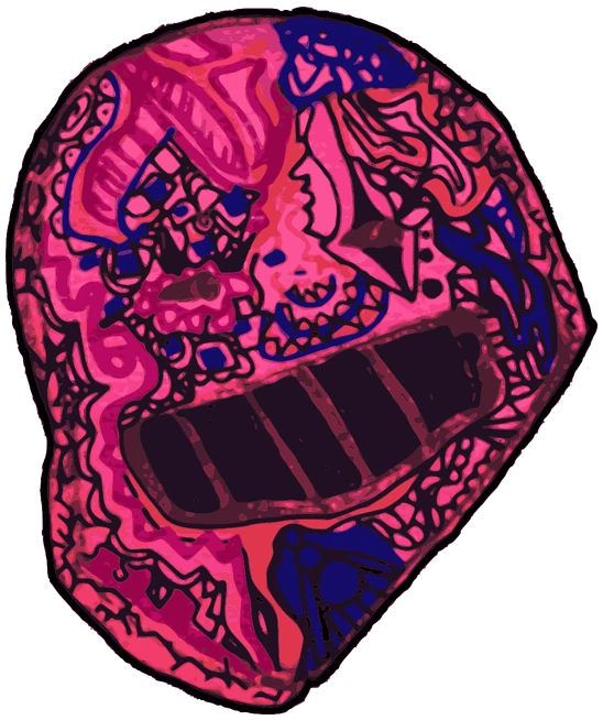 002, Tata #0960: a pink with blue details Kinzzzz Tata, hand-drawn by Marcelo and Noel Morera (Tata 1000 Faces)