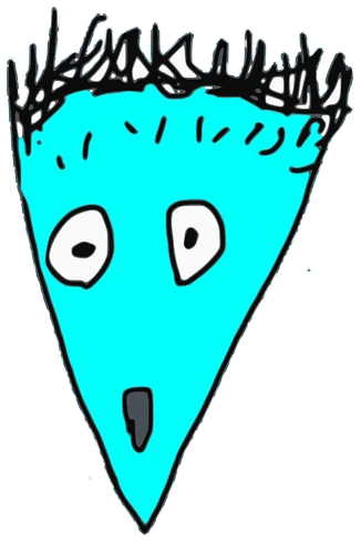 Pizza, Tata #0979: a cyan Star Tata, hand-drawn by Marcelo and Noel Morera (Tata 1000 Faces)