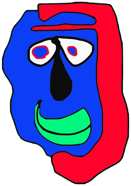 Maghic, Tata #0981: a blue and red Darwinism Tata, hand-drawn by Marcelo and Noel Morera (Tata 1000 Faces)