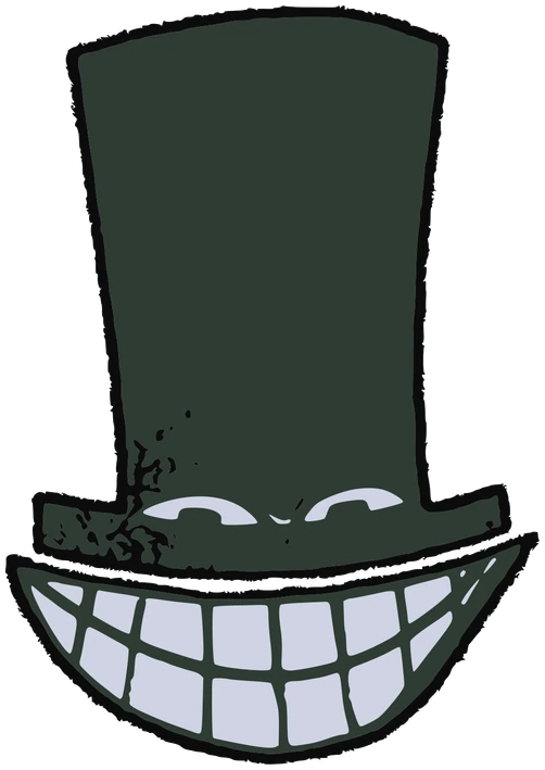 Mr Hatter, Tata #0990: a black The Ones Tata, hand-drawn by Marcelo and Noel Morera (Tata 1000 Faces)