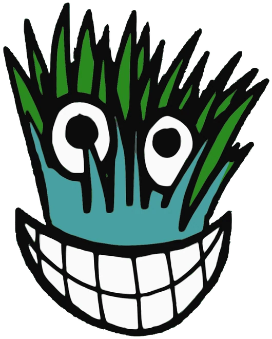 Grassy, Tata #0991: a green and ocean The Ones Tata, hand-drawn by Marcelo and Noel Morera (Tata 1000 Faces)