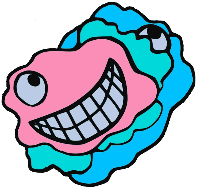 Pono, Tata #0993: a cyan, blue and pink The Ones Tata, hand-drawn by Marcelo and Noel Morera (Tata 1000 Faces)